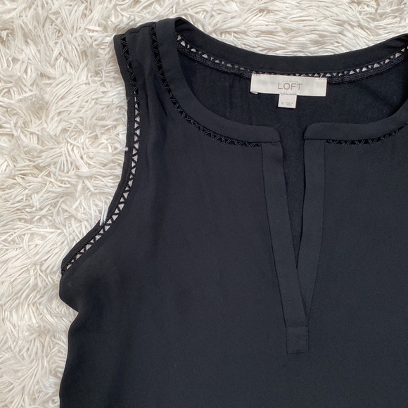 Loft Sleeveless Split Neck Blouse ๐ Black - Picture 8 of 14